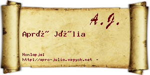 Apró Júlia névjegykártya