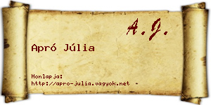 Apró Júlia névjegykártya